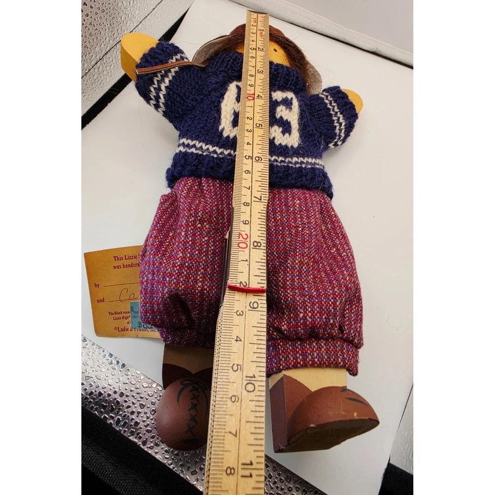 Lizzie High Gilbert High Wooden Folk Doll 1994 Handcrafted Football Kicker 83